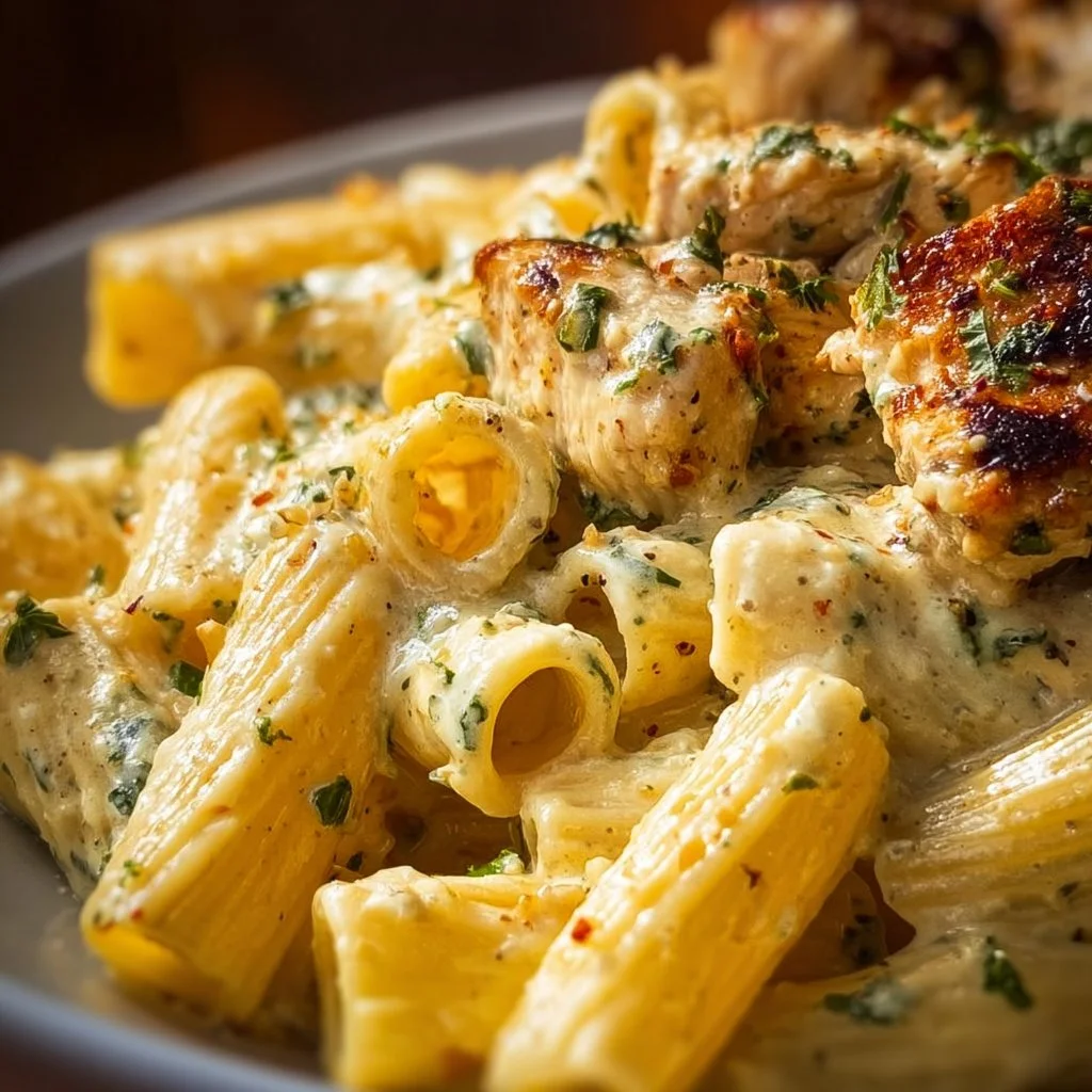 Rigatoni au poulet crémeux et fromage