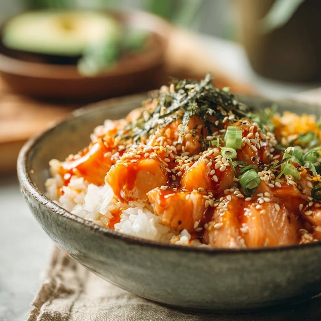 Riz au saumon dans un bol