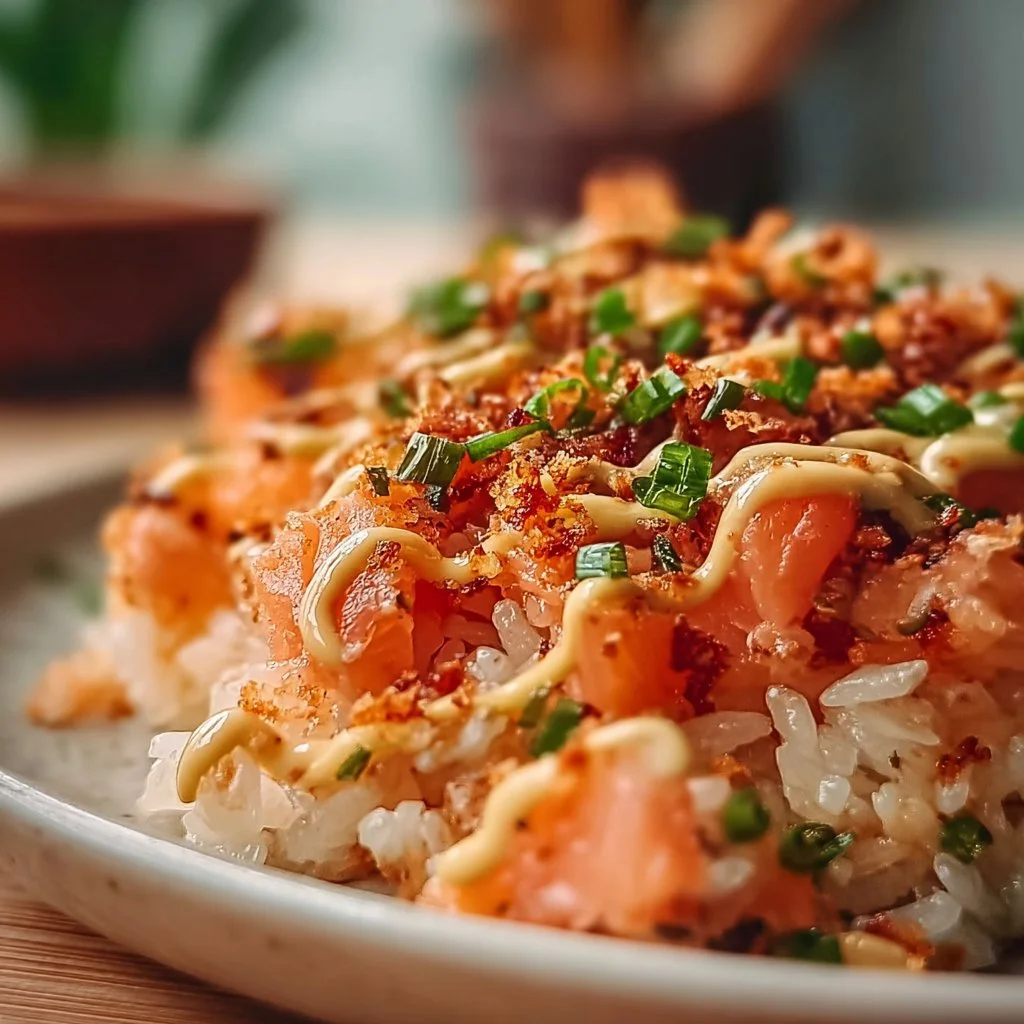 Riz croustillant au saumon