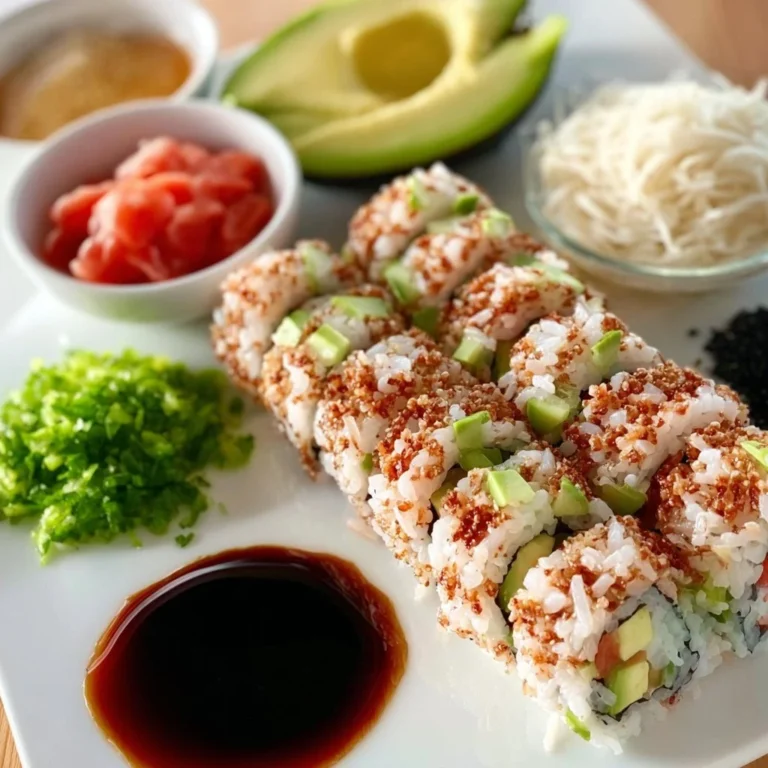 Rouleau de sushi croustillant avec garnitures colorées et croustillantes