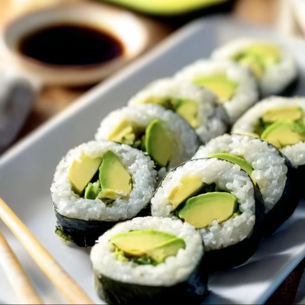 Rouleaux de sushi &agrave; l'avocat et au concombre
