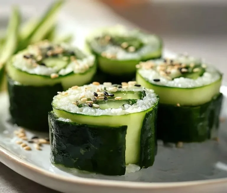 Rouleaux de sushi au concombre bien présentés sur une assiette