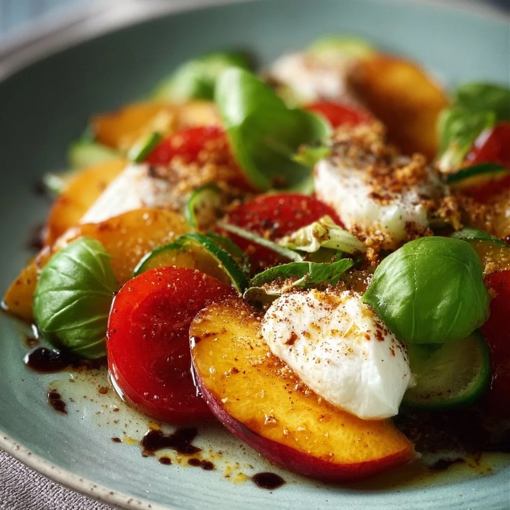 Salade estivale à la burrata et aux pêches