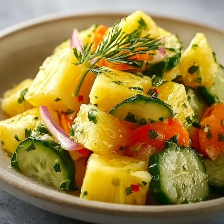 Salade rafraîchissante d’ananas et de concombre avec une touche tropicale