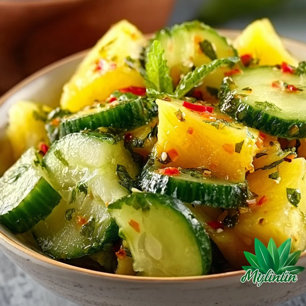 Salade rafraîchissante d’ananas et de concombre, une touche tropicale