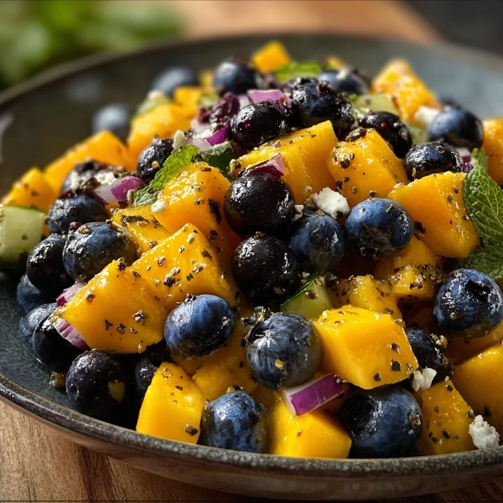 Salade tropicale à la mangue et aux myrtilles
