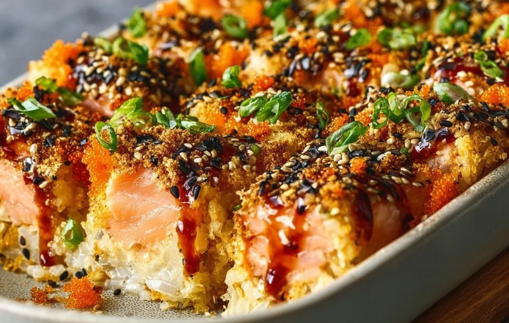 Sous-plat rapide de sushi au saumon épicé