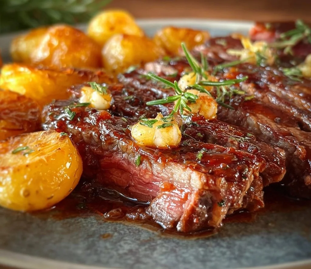 Recette de Steak New York en mijoteuse avec pommes de terre croustillantes.