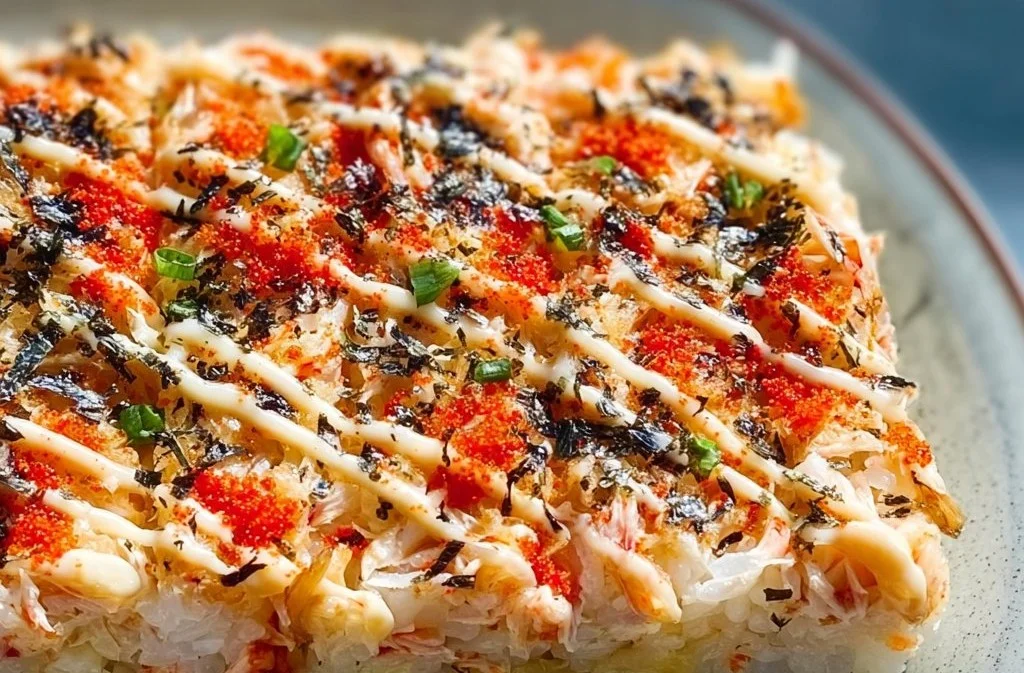 Sushi gratiné au crabe épicé