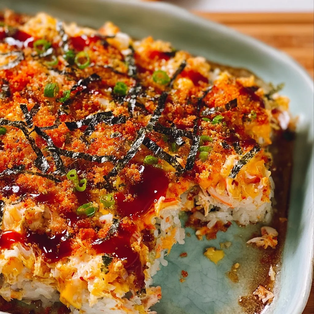 Sushi gratiné au crabe épicé