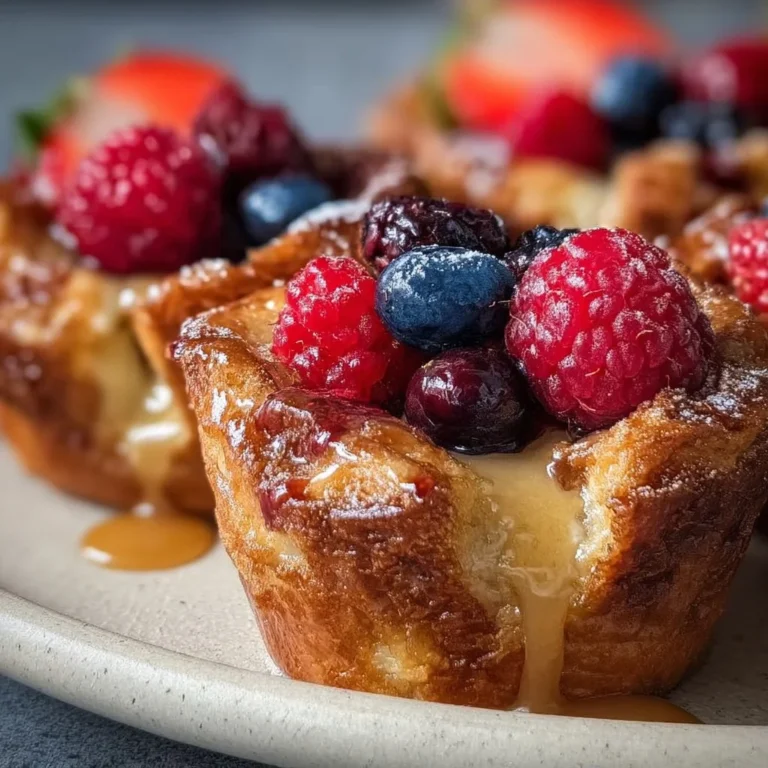 Tasses de pain perdu aux fruits rouges avec glaçage au sirop d’érable