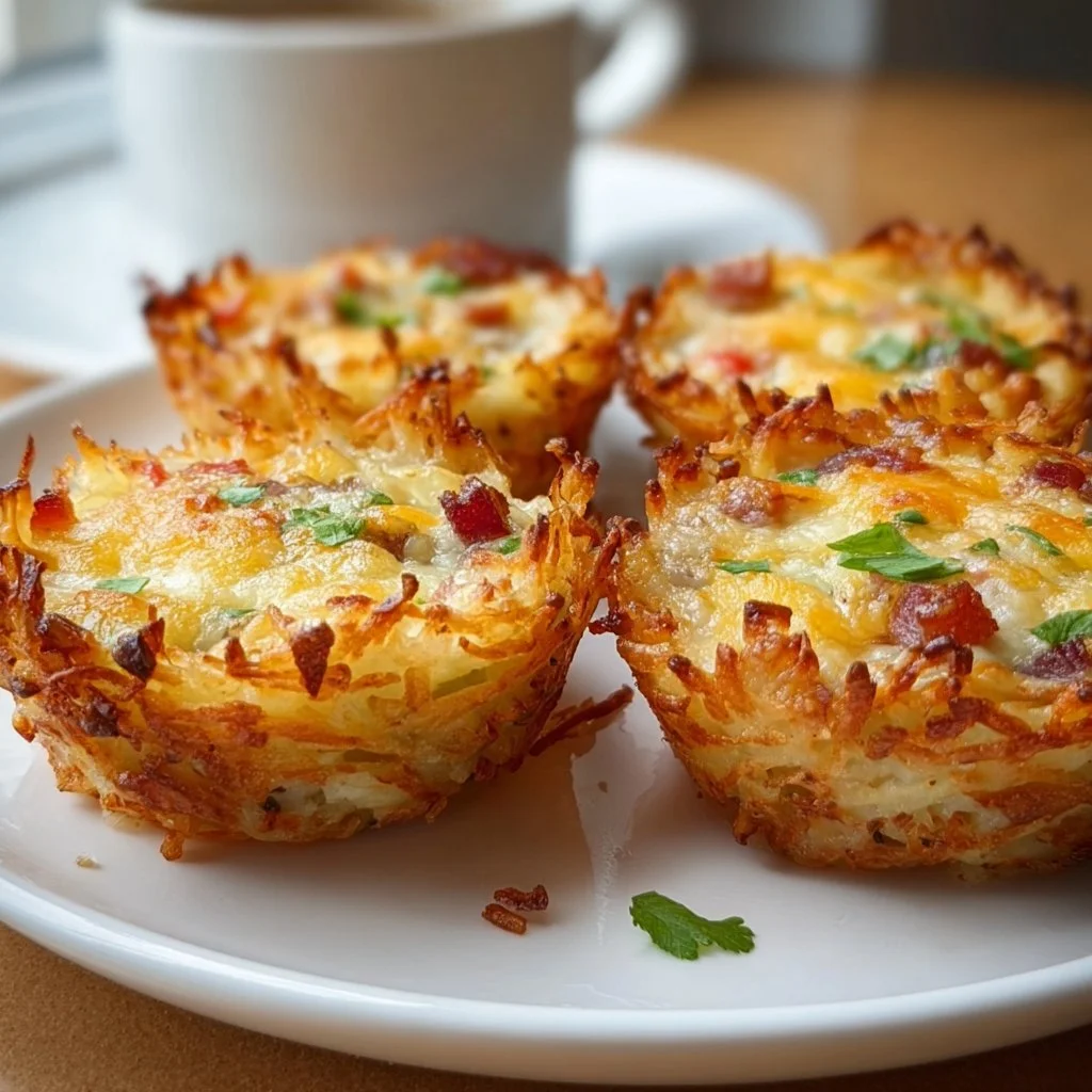 Tasses de petit-d&eacute;jeuner aux hash browns