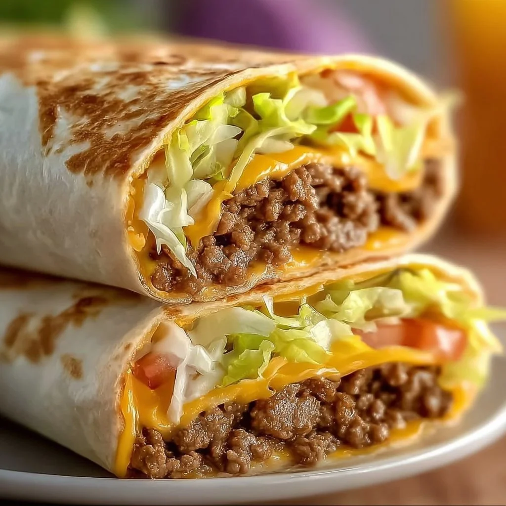 Wraps maison inspirés du Big Mac, garnis de viande, sauce et légumes