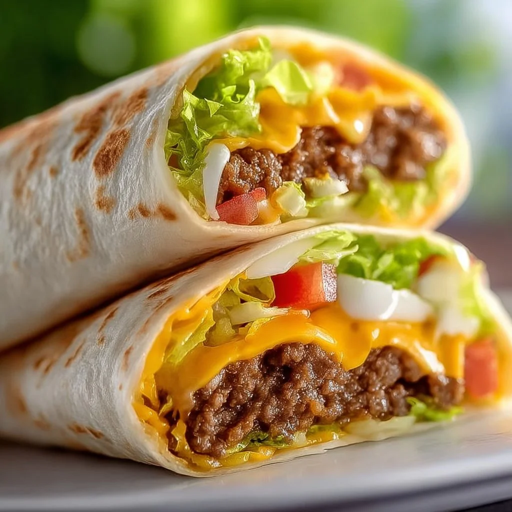 Wraps maison façon Big Mac garnis de viande, fromage et légumes frais
