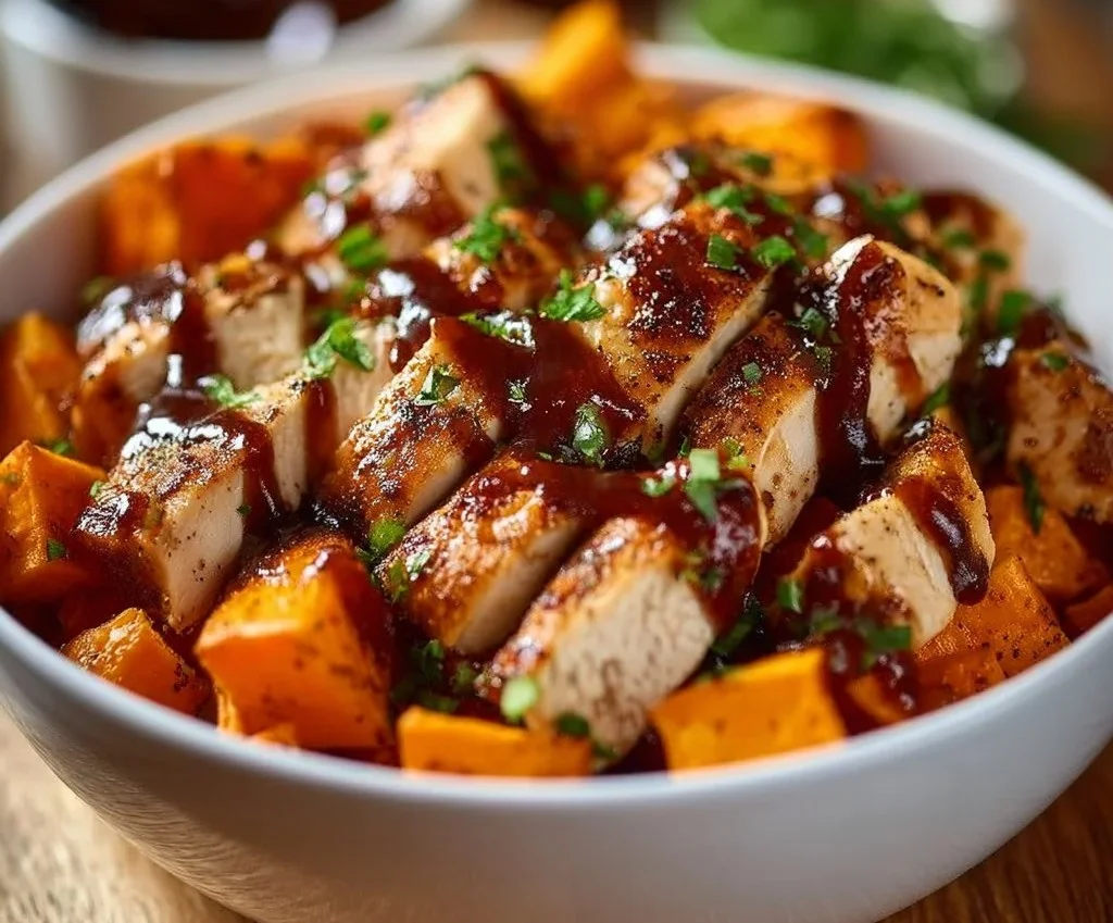 Bol de Poulet Barbecue et Patates Douces