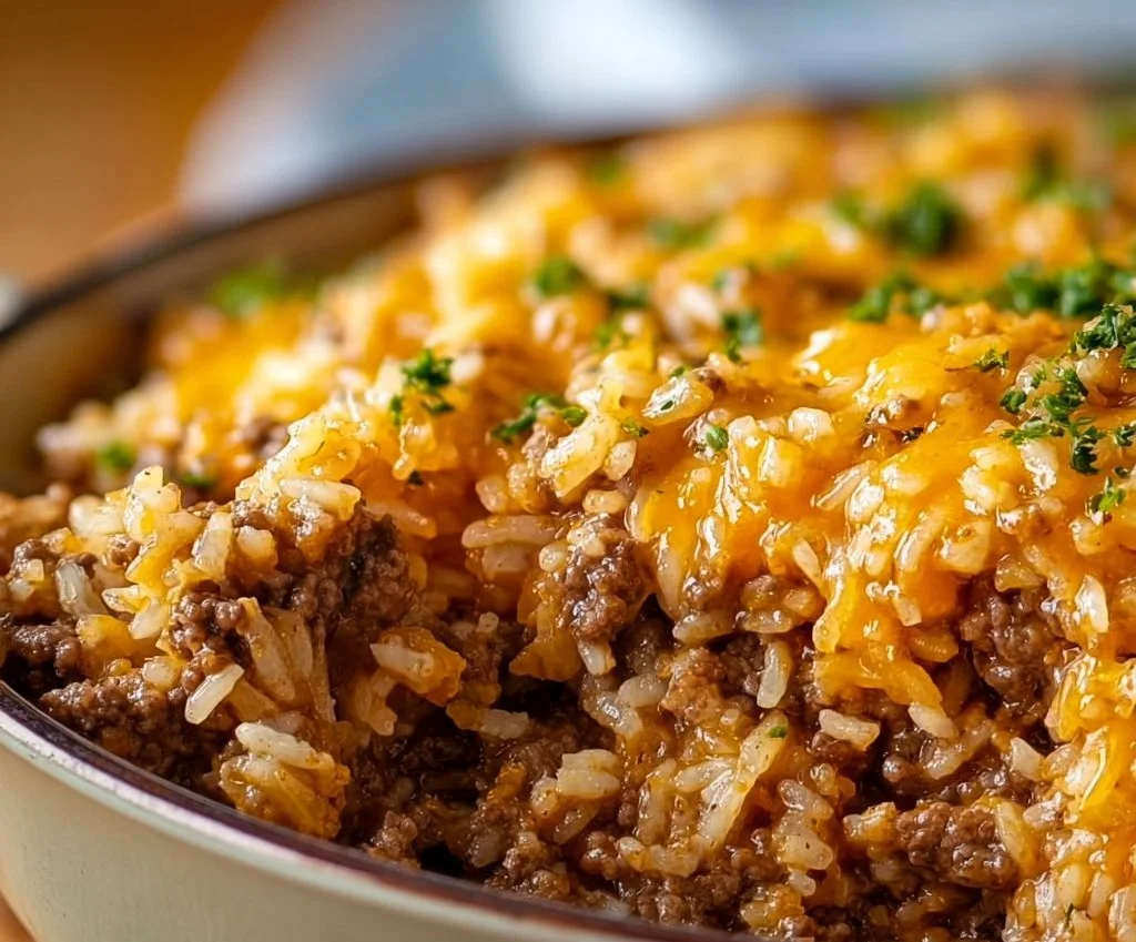 Casserole de riz au boeuf haché et au fromage