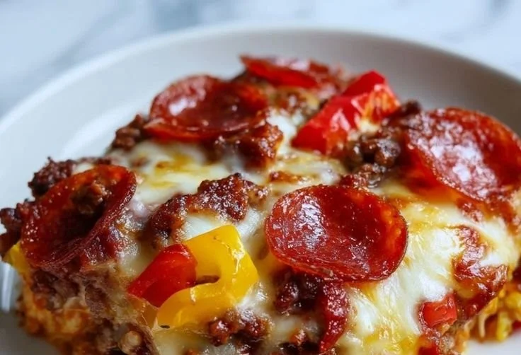 Casserole façon pizza à faible teneur en glucides, facile et au fromage, approuvée par toute la famille