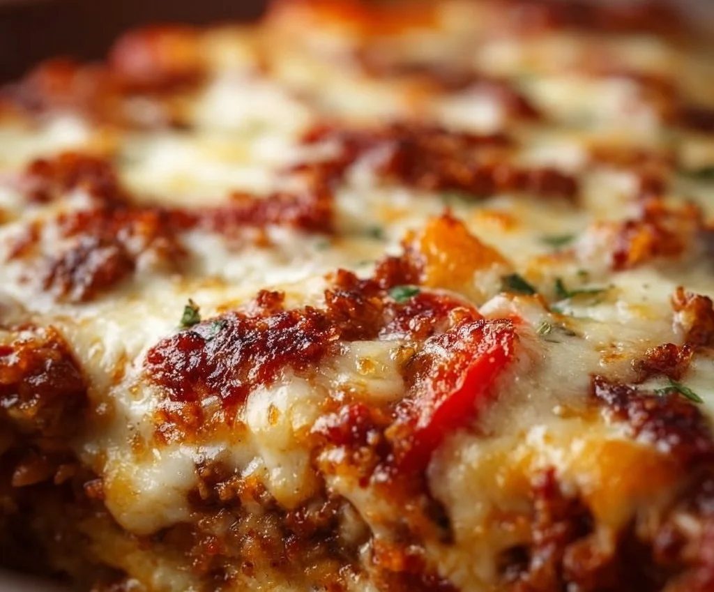 Casserole façon pizza à faible teneur en glucides, facile et au fromage, approuvée par toute la famille