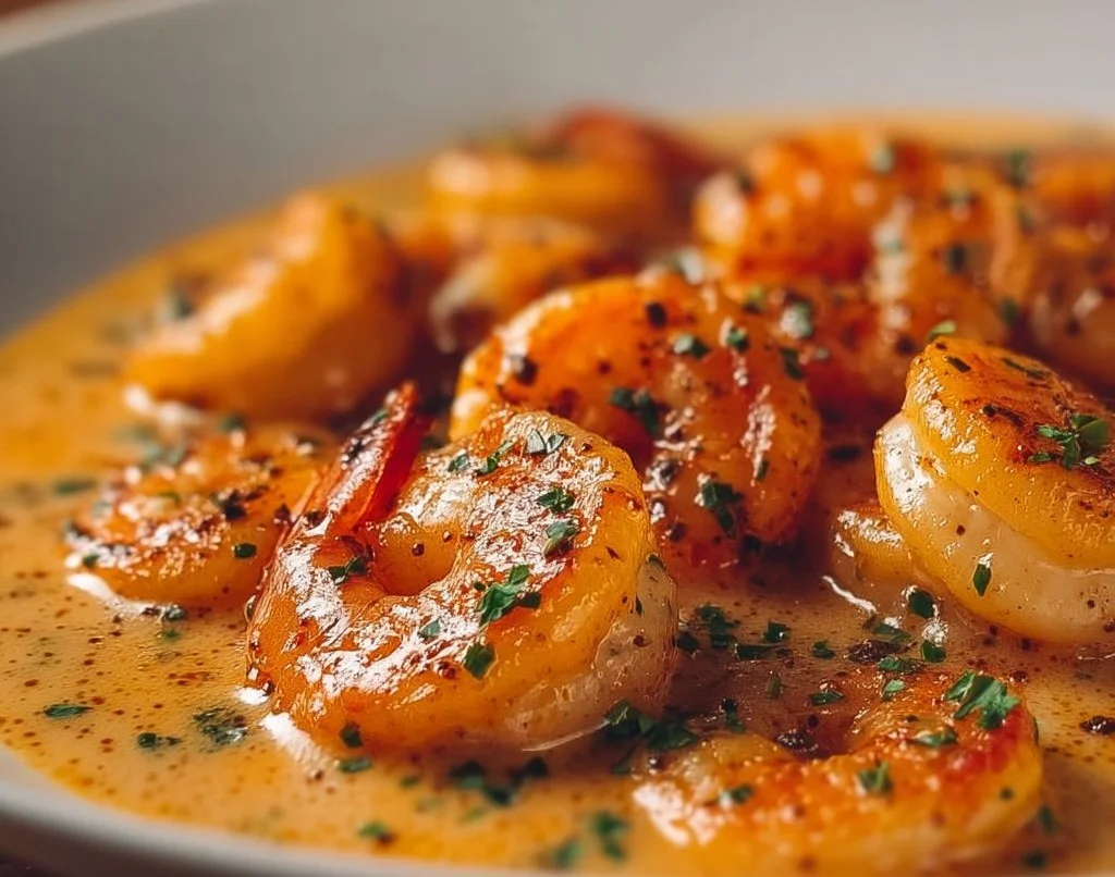 Crevettes à la crème et au paprika, un plat savoureux et rapide à préparer.