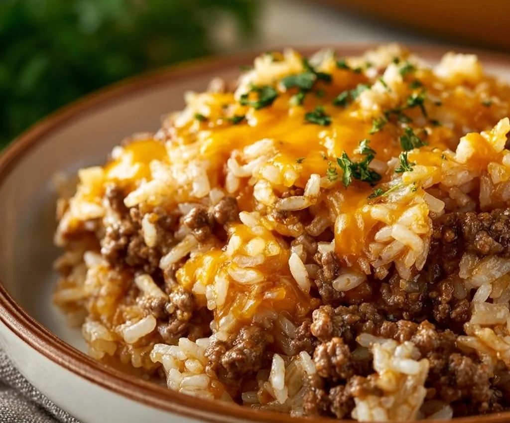 Gratin de riz au boeuf haché et au fromage