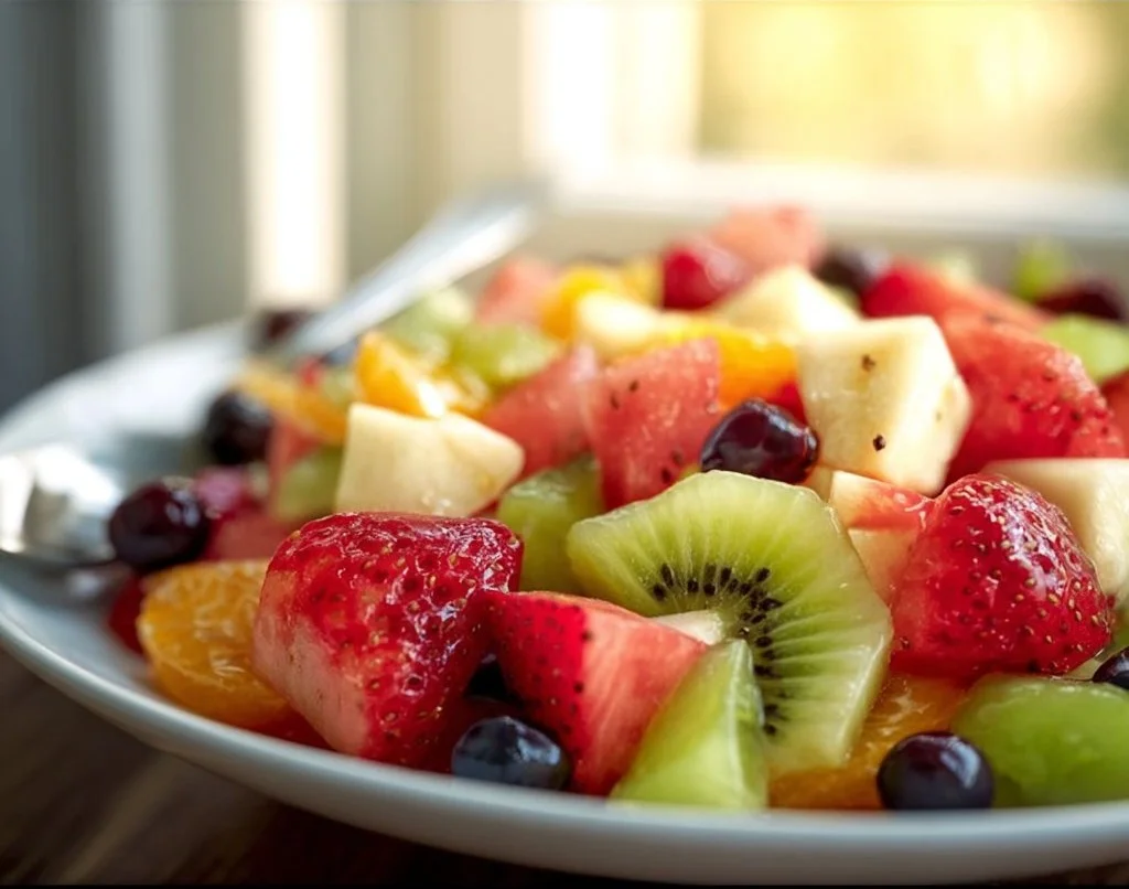 Salade de fruits colorée et fraîche, parfaite pour l'été