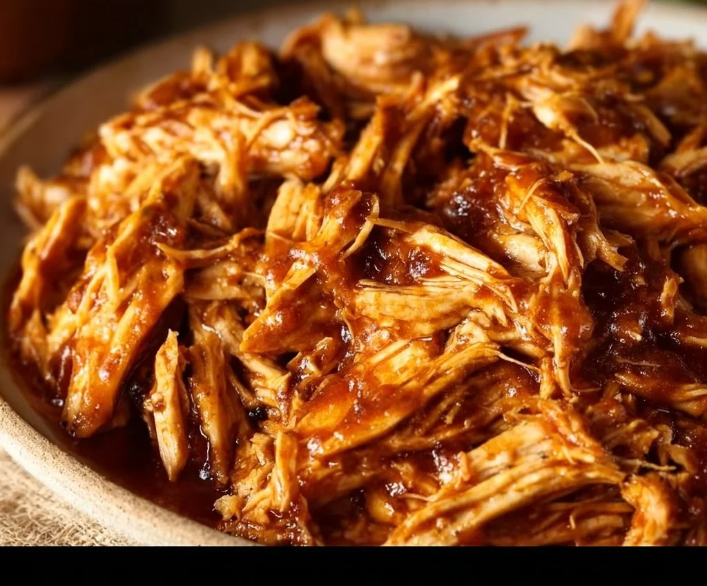 Le meilleur poulet à la mijoteuse BBQ (poulet effiloché facile)