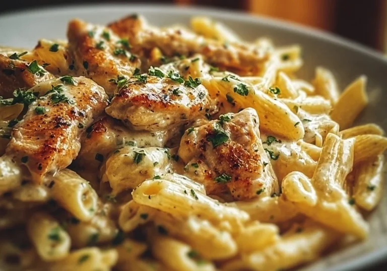 Plat savoureux de pâtes au poulet avec légumes colorés