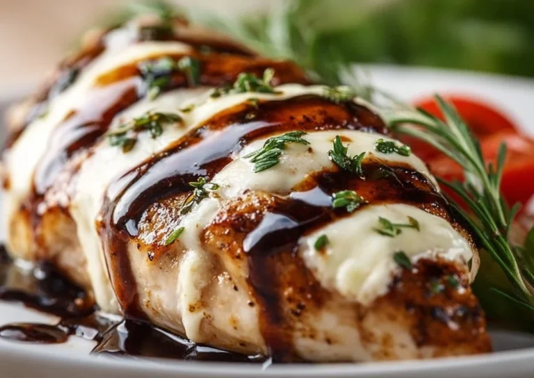 Poitrine de poulet au four avec vinaigre balsamique et mozzarella