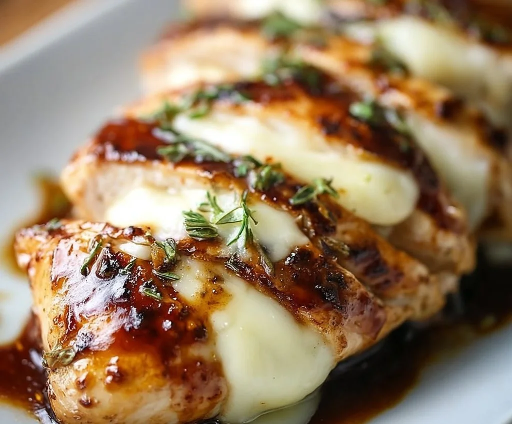Poitrine de poulet au four au vinaigre balsamique et mozzarella