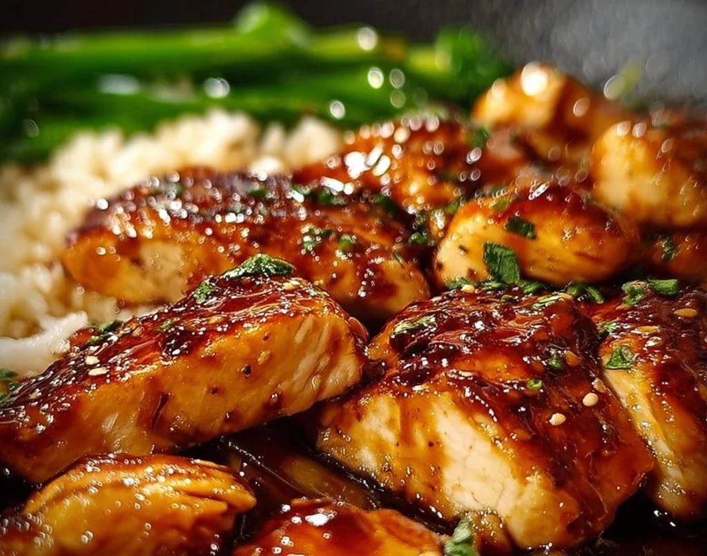 Poulet BBQ au miel préparé dans une seule poêle avec garnitures savoureuses