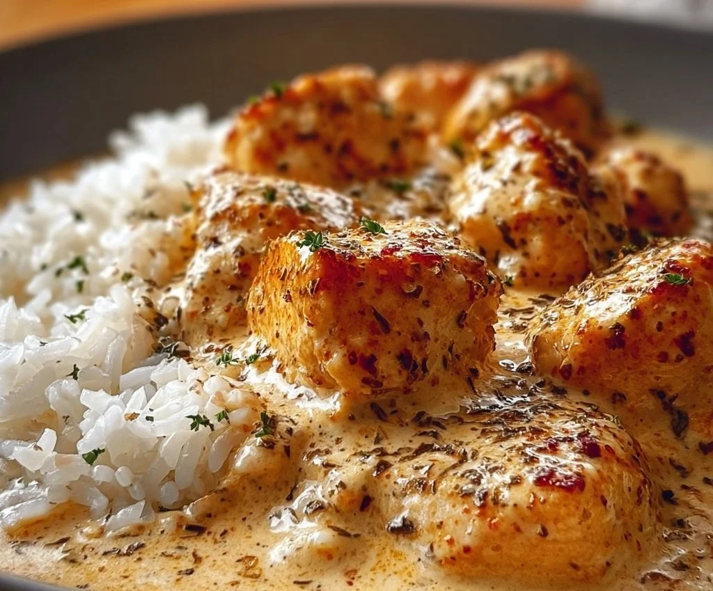 Poulet en Crème sur Riz Onctueux