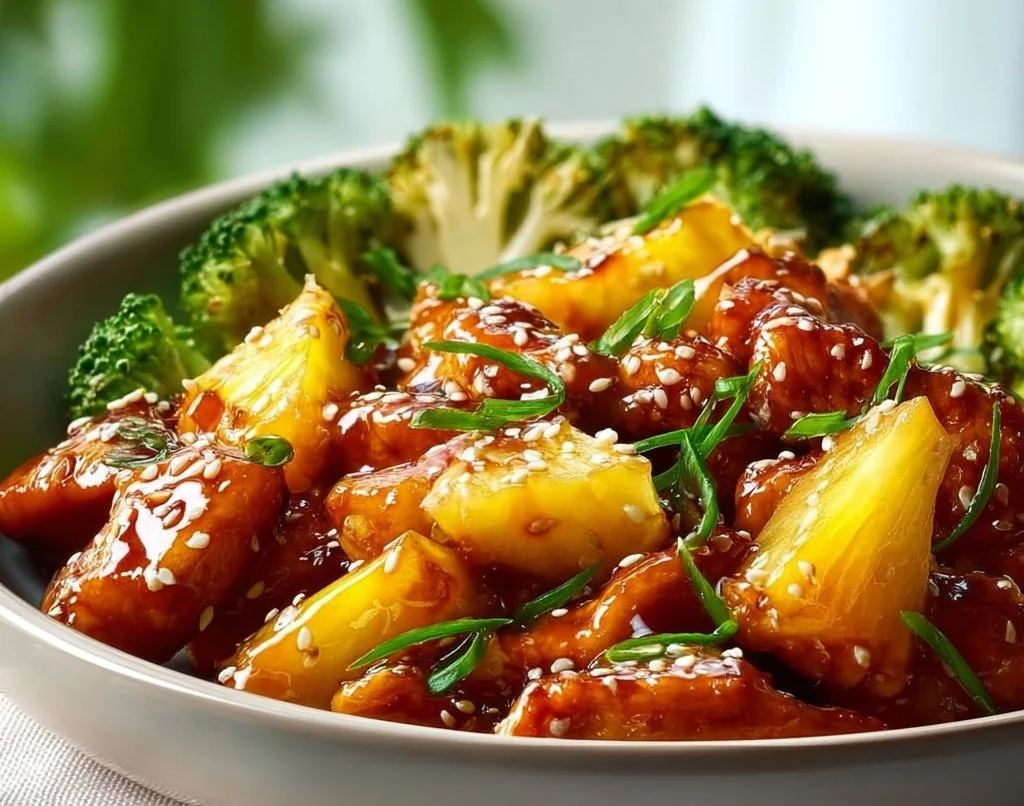 Poulet Grillé à l'Ananas avec Sauce Teriyaki sur Plaque