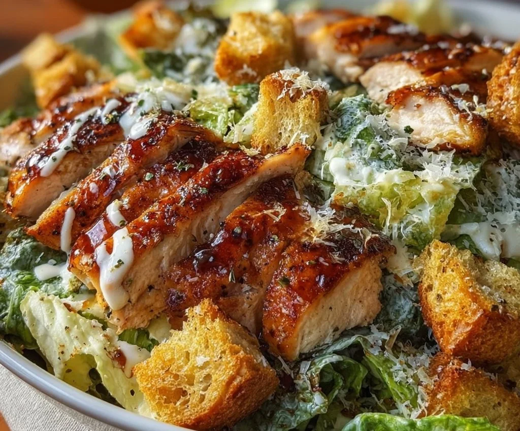 Salade César au poulet grillé avec croûtons maison, rapide et délicieuse