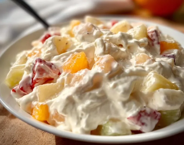 Salade de fruits colorée avec crème fouettée Cool Whip sur le dessus