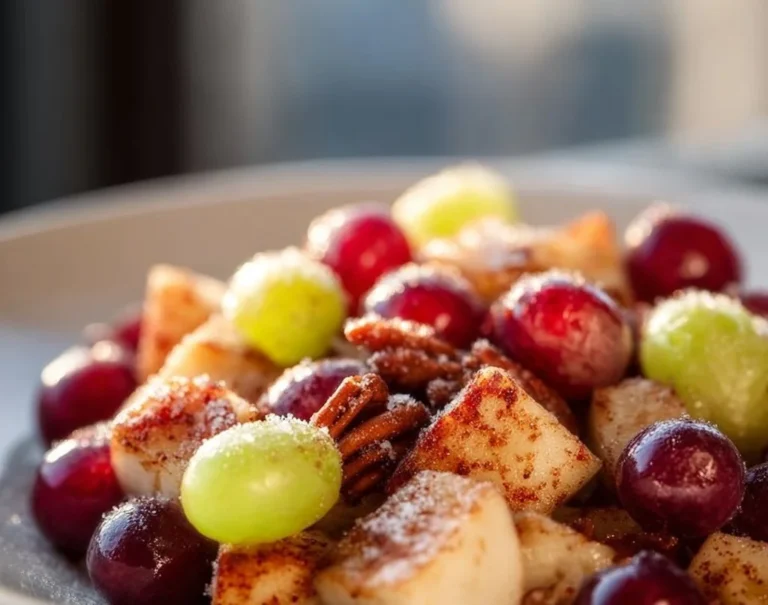 Salade parfumée de pommes et raisins à la cannelle, mélange frais et saveurs