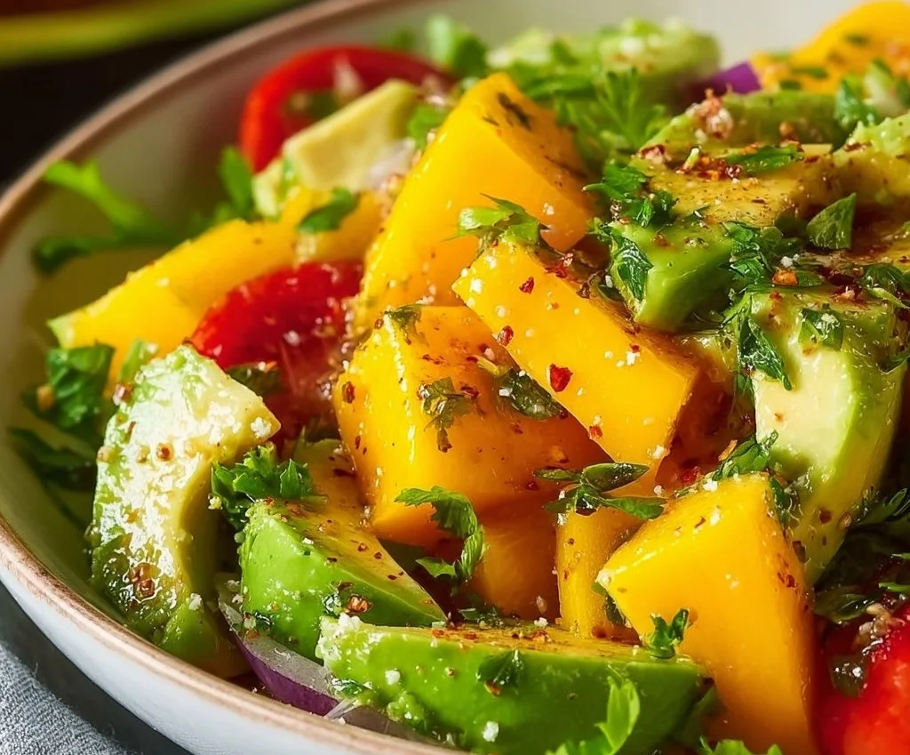Salade tropicale à l'avocat et à la mangue
