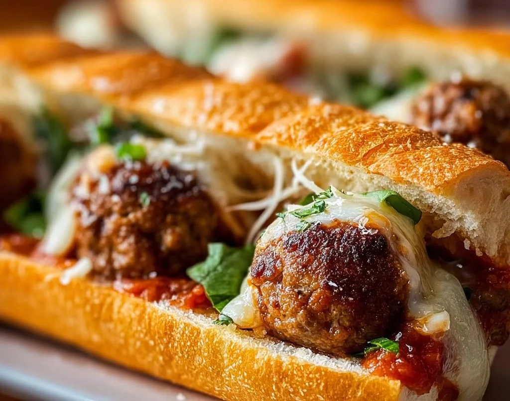 Sandwich sous-marin aux boulettes de viande et fromage fondant