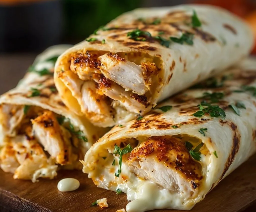 Wraps de poulet à l'ail et au fromage à faible teneur en glucides
